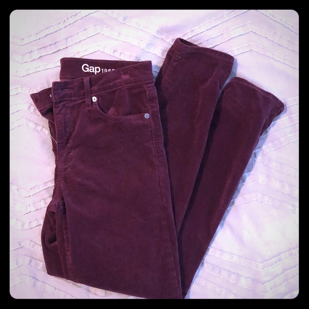 Red Wine Corduroy Petite Skinny Jeans